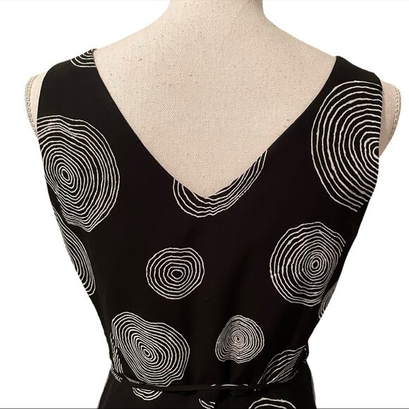 Mario Balthazar V-Neck Wrap Dress Midi Black Geometric Circles Women 4 - Picture 6 of 8